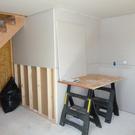 Most of sheet rock hung downstairs