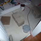 Mortar and backer board installed on floor