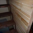 Closet partition, back side